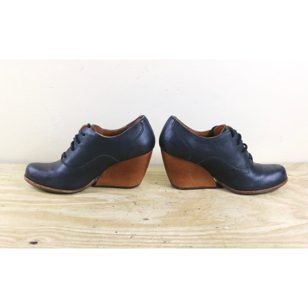 Kork Korks Ease Boots Womens 8 Black Leather Chianne Wedge Ankle Lace Up Shoes - Picture 3 of 7